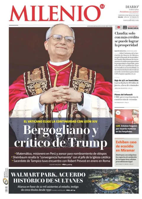 Portada de Milenio Tamaulipas del viernes, 9 de mayo de 2025