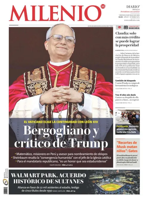 Portada de Milenio Hidalgo del viernes, 9 de mayo de 2025