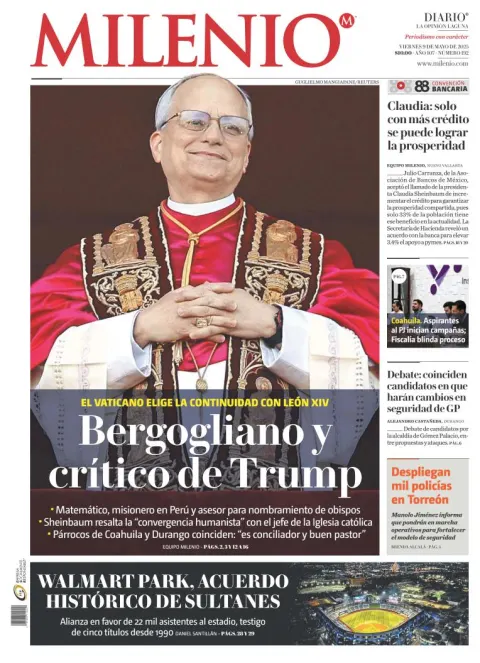 Portada de Milenio Laguna del viernes, 9 de mayo de 2025