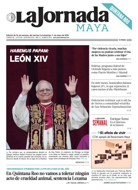 Portada de La Jornada Maya Quintana Roo del viernes, 9 de mayo de 2025