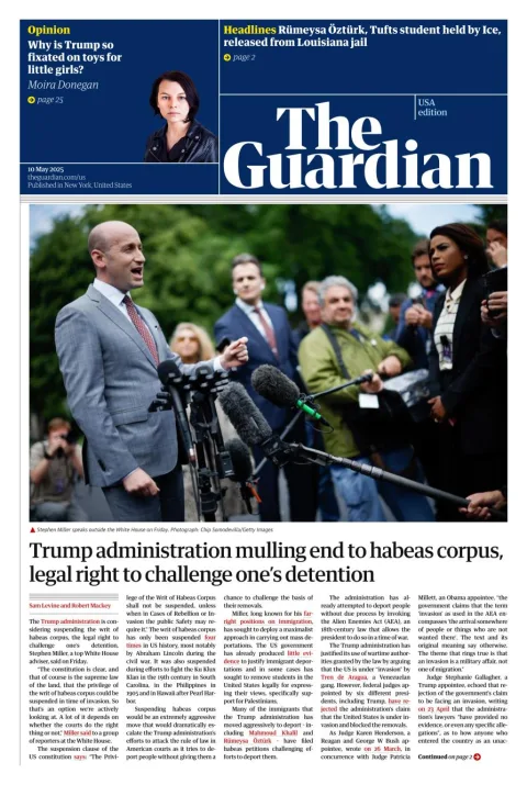 Portada de The Guardian (usa)