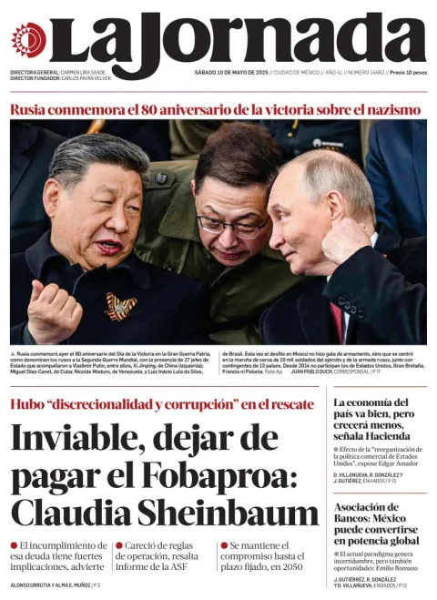 Portada de La Jornada del sábado, 10 de mayo de 2025