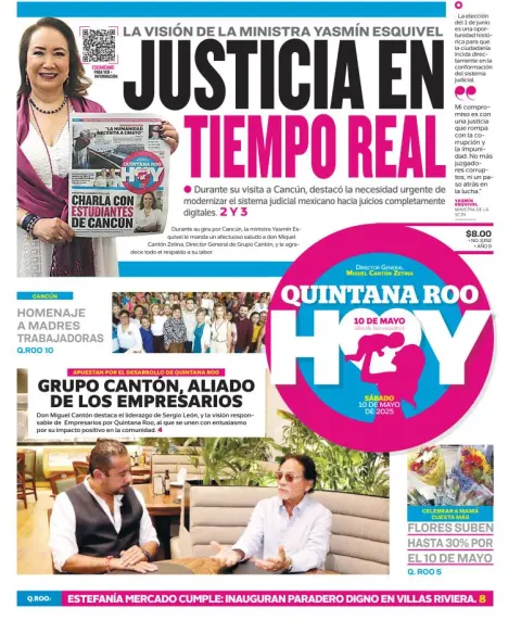 Portada de Quintana Roo Hoy del sábado, 10 de mayo de 2025