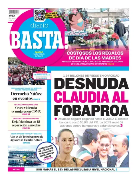 Portada de Basta del sábado, 10 de mayo de 2025