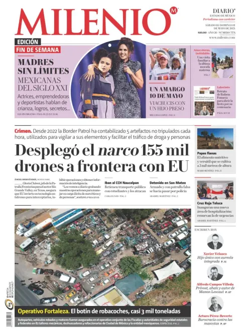Portada de Milenio Edo de Mexico del sábado, 10 de mayo de 2025