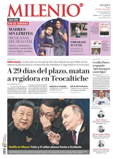 Portada de Milenio Jalisco del sábado, 10 de mayo de 2025