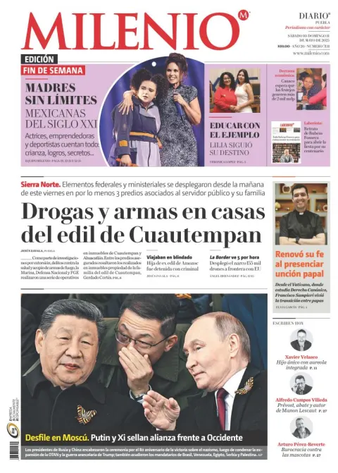Portada de Milenio Puebla del sábado, 10 de mayo de 2025