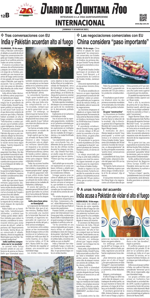 Portada de Diario de Quintana Roo (contra Portada)