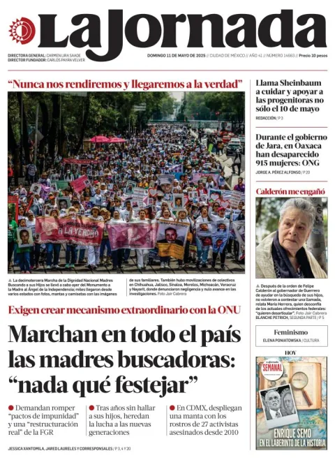 Portada de La Jornada