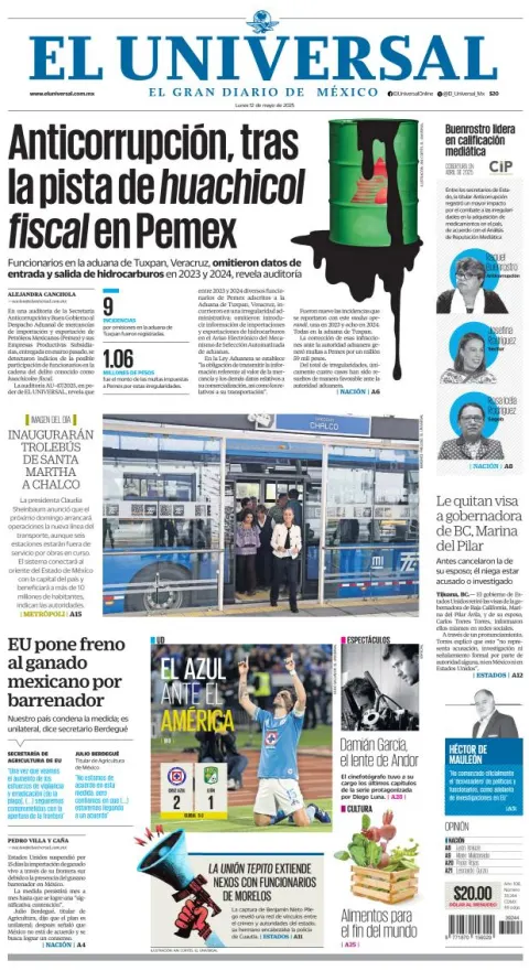 Portada de El Universal