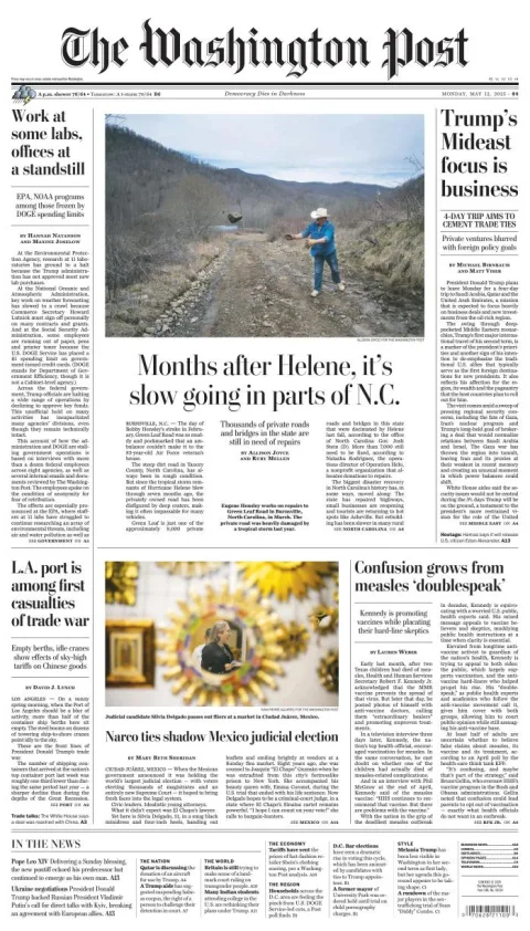 Portada de The Washington Post del lunes, 12 de mayo de 2025