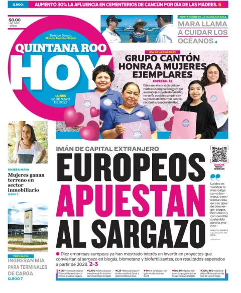 Portada de Quintana Roo Hoy del lunes, 12 de mayo de 2025