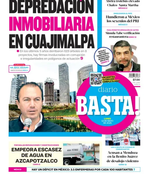 Portada de Basta del lunes, 12 de mayo de 2025