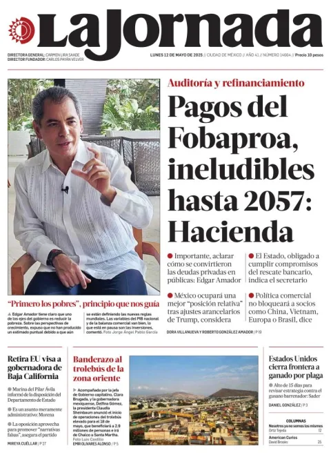 Portada de La Jornada del lunes, 12 de mayo de 2025