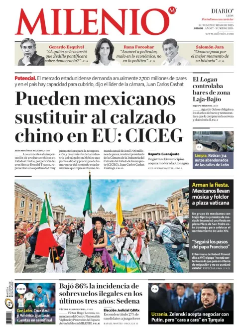Portada de Milenio Leon del lunes, 12 de mayo de 2025