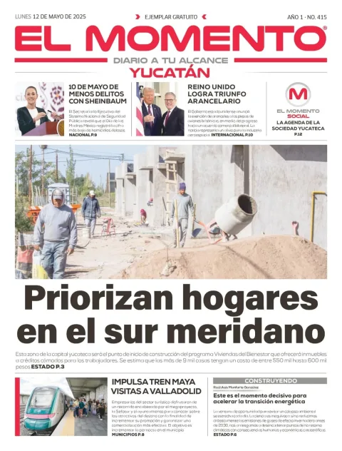 Portada de El Momento Yucatan del lunes, 12 de mayo de 2025