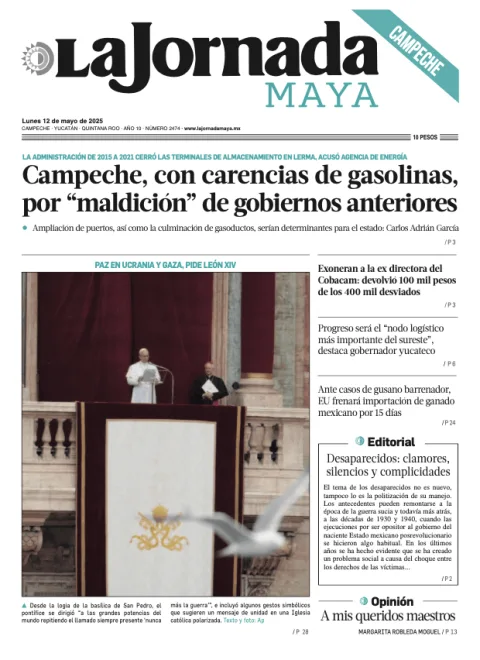 Portada de La Jornada Maya Campeche del lunes, 12 de mayo de 2025