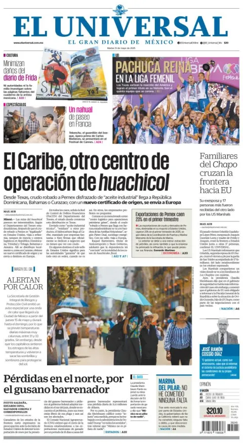 Portada de El Universal
