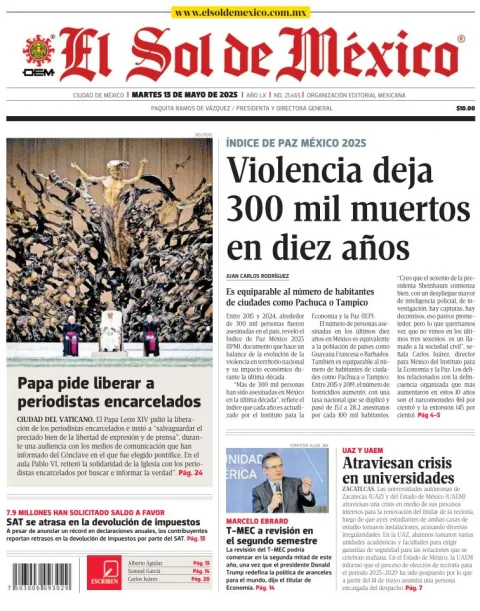 Portada de El Sol de Mexico