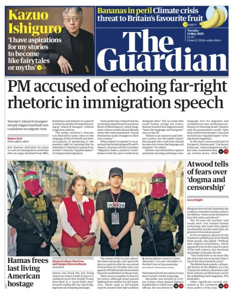 Portada de The Guardian (reino Unido) del martes, 13 de mayo de 2025