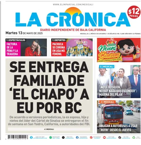 Portada de La Cronica del martes, 13 de mayo de 2025