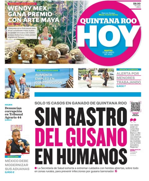 Portada de Quintana Roo Hoy del martes, 13 de mayo de 2025