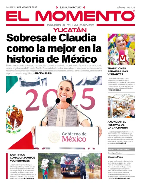 Portada de El Momento Yucatan del martes, 13 de mayo de 2025