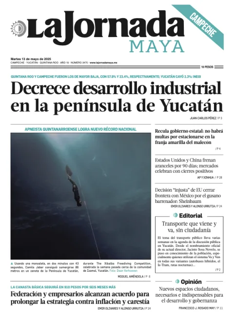 Portada de La Jornada Maya Campeche del martes, 13 de mayo de 2025