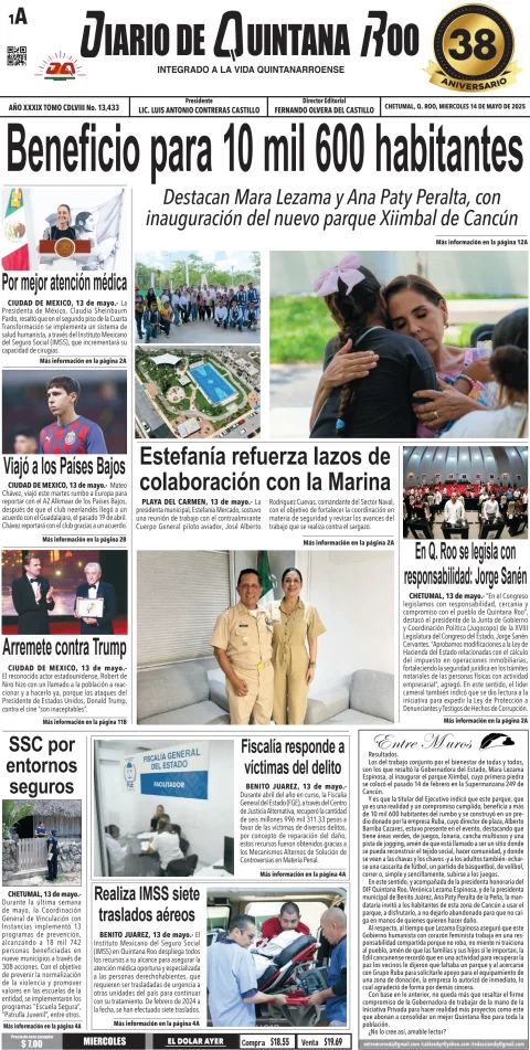 Portada de Diario de Quintana Roo (portada)