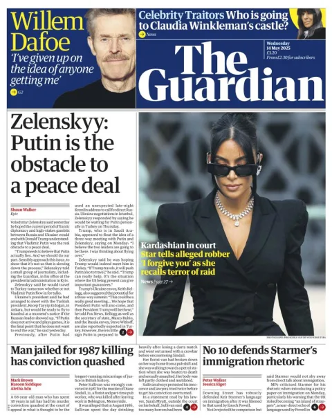 Portada de The Guardian (reino Unido)