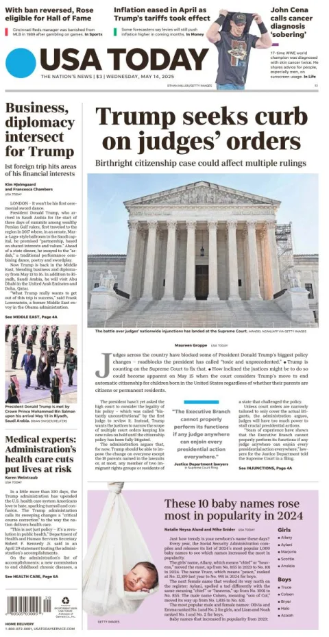 Portada de Usa Today