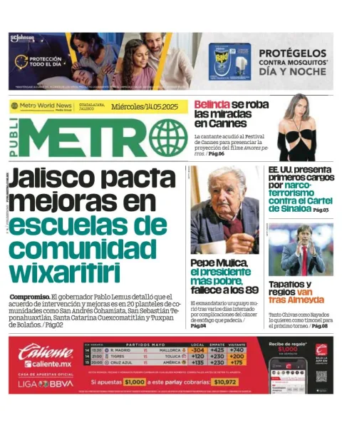 Portada de Publimetro Guadalajara del miércoles, 14 de mayo de 2025
