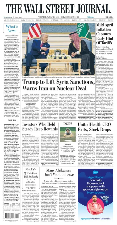 Portada de The Wall Street Journal