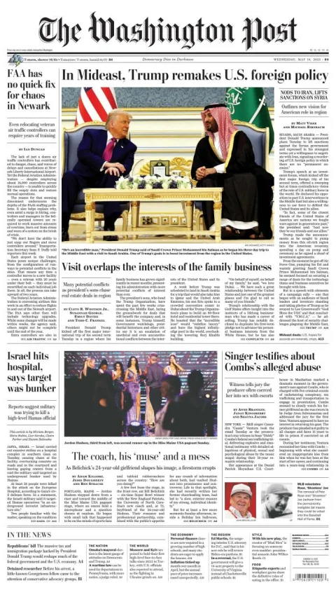 Portada de The Washington Post del miércoles, 14 de mayo de 2025