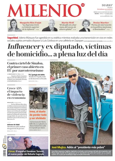 Portada de Milenio Jalisco del miércoles, 14 de mayo de 2025