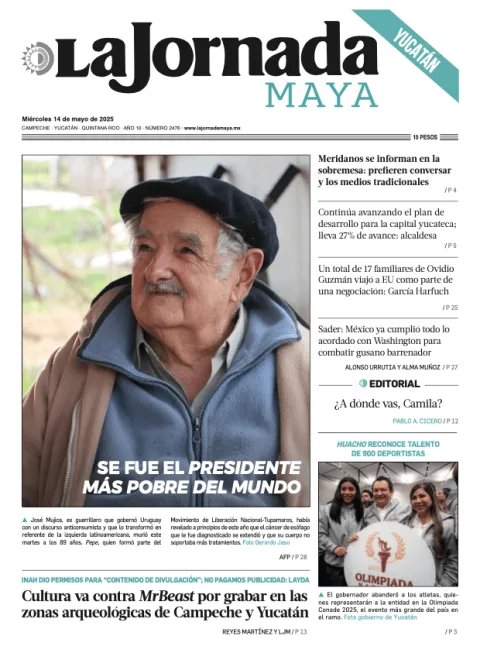 Portada de La Jornada Maya Yucatán del miércoles, 14 de mayo de 2025