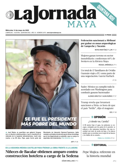 Portada de La Jornada Maya Quintana Roo del miércoles, 14 de mayo de 2025