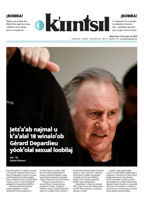 Portada de La Jornada - Kiintsil del miércoles, 14 de mayo de 2025