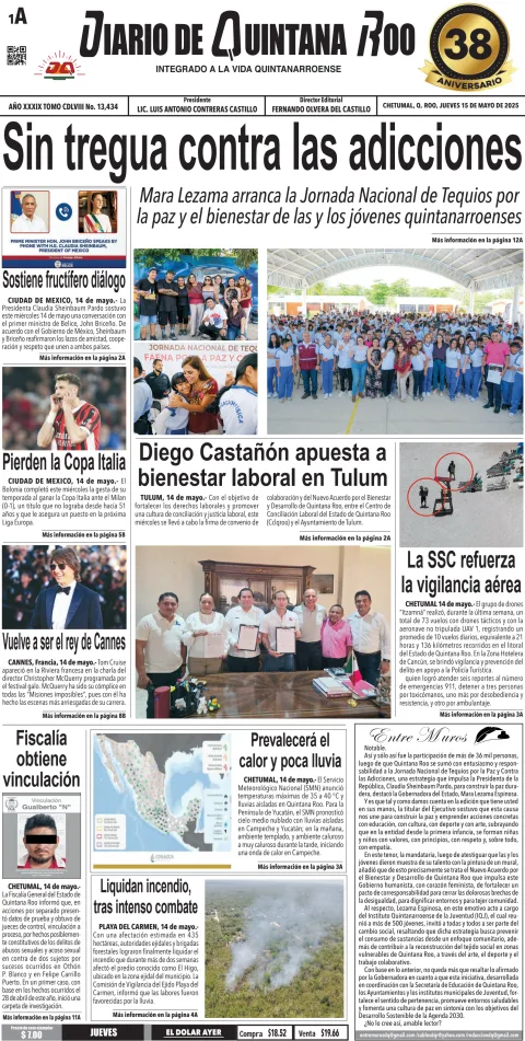 Portada de Diario de Quintana Roo (portada)