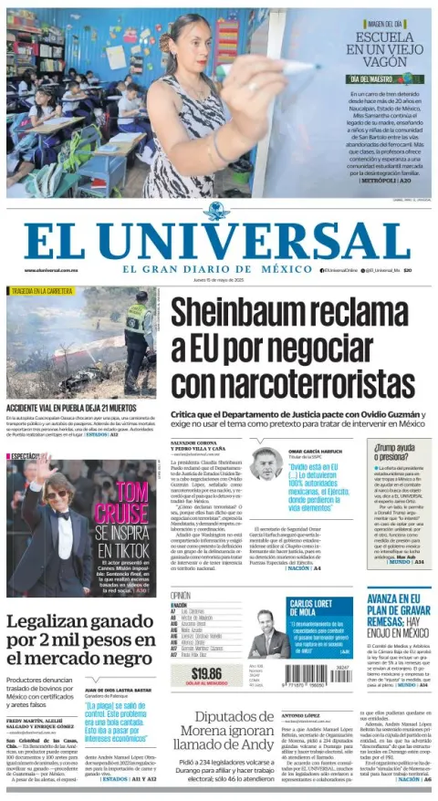 Portada de El Universal