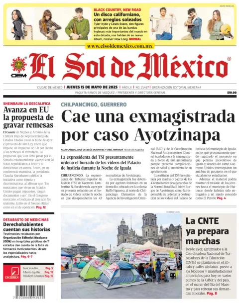 Portada de El Sol de Mexico