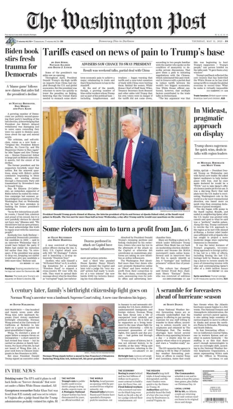 Portada de The Washington Post del jueves, 15 de mayo de 2025