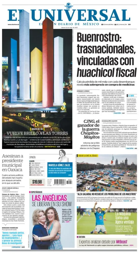 Portada de El Universal
