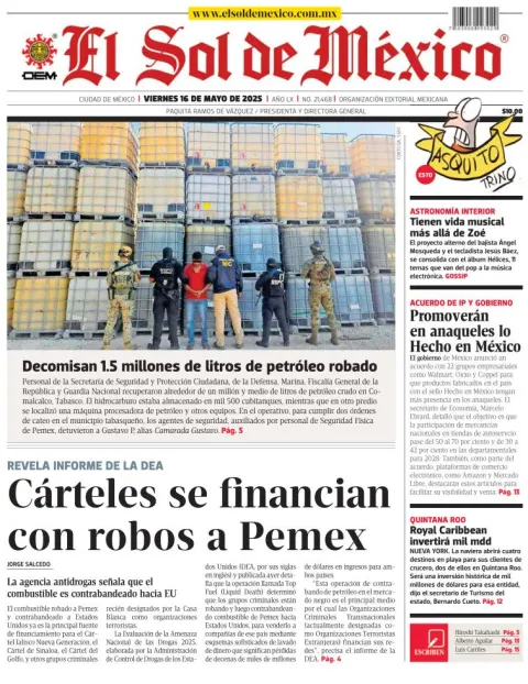 Portada de El Sol de Mexico