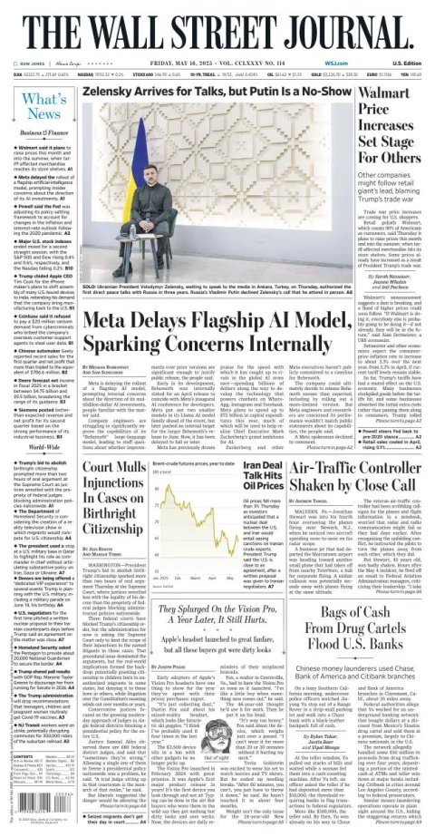 Portada de The Wall Street Journal