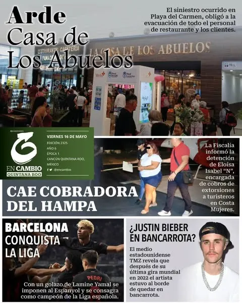 Portada de En Cambio - Quintana Roo (contraportada) del viernes, 16 de mayo de 2025