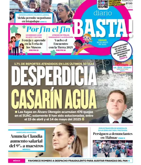 Portada de Basta del viernes, 16 de mayo de 2025