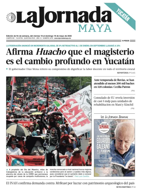 Portada de La Jornada Maya Yucatán del viernes, 16 de mayo de 2025