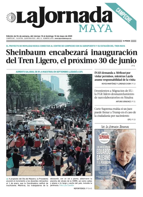 Portada de La Jornada Maya Campeche del viernes, 16 de mayo de 2025
