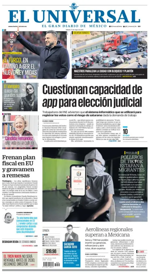 Portada de El Universal